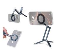 XILETU Magnetic Phone Stand -Aluminium Smartphone Mini Tripod with Hook, 360° Adjustable Travel Mount & Desk Holder for iPhone 16 15 14 13 12 Series Foldable Pocket Cell Phone Stand