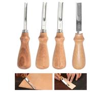 XILEWHZF Leather Edge Skiving Beveler Tool Set, French Beveler,Wide Mouth Leathercraft Edge Skiving Beveler Leather Edge Trimmer with Wooden Handle Four Sizes(4mm,6mm,8mm and 10mm)