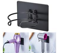 XILIMEN Hair Dryer Holder, Hairdryer Holder Wall Mounted, Black Hair Dryer Stand, Adhesive Hair Tool Organiser, Hairdryer Holder Station for Dressing Table Bathroom