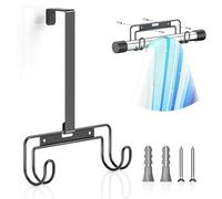 XILIMEN Ironing Board Hanger Over The Door & Wall Mount, Iron Board Holder Storage Wall Mount with Removable Hooks for Laundry, Hotel Rooms (Black)