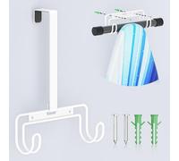 XILIMEN Ironing Board Hanger Over The Door & Wall Mount, Iron Board Holder Storage Wall Mount with Removable Hooks for Laundry, Hotel Rooms (White)