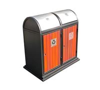 Xilin-872 Garbage Bins, Retro with Lid Double Box Trash Can Outdoor Public Area Metal Rubbish Bin