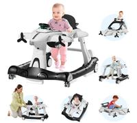 Xilingol 6-in-1 Baby Walker, 3-Level Adjustable Height & Speed Activity Walker with Padded Seat, Foldable Toddler Push Walker for 6-18 Months Boys & Girls, Anti-Rollover with Music & Light