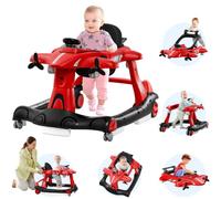Xilingol 6-in-1 Baby Walker with Wheels, Adjustable Height & Speed Activity Walker with Padded Seat, Foldable Walker for Babies,Toddler Push Walkers for Boy & Girl 6-18 Months,Music & Light