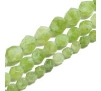 Xilitata Green Peridot Stone Faceted Beads, 10mm, 36pcs/Strand, Unique Loose Natural Stone Beads.for Creating Elegant Bracelet Necklaces Jewelry supplys, Catch The Light for Dazzling Sparkle DIY.