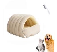 XILIWUS Cozy Monster Cat Bed, Niopets Teddy Fleece Soft Cave Non-Slip Cat Bed Removable Washable (Beige, S for 8.8lbs cat, 5.5lbs Dog)
