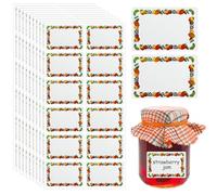 xiluuyou 120 Pieces Jam Labels for Jars, Easy Peel Off Adhesive Labels, White with Fruit Border Design, 67 x 45MM，Easy Write Surface for Jar, Pantry, Container, Kitchen Organisation