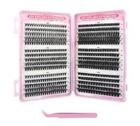 xiluuyou Individual Eyelashes Kit 580Pcs, 30-40-50-60-80-100D Cluster Lashes Kit, D Curl Eyelash Extensions With Tweezer for DIY at Home (8-16mm Mix)