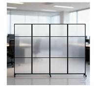 XILYZMO Arbeitsplatz-Trennwände, Freestanding Cubicle Divider, 3 Panel Office Foldable Moveable Screen, Aluminum Frame Acrylic Panel Privacy Panel For Studio Home(400x180cm)