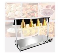 XILYZMO Chafing Dishes For Buffet, 250W Infrared Light Bulb Adjustable Heat Food Heat Lamp, Stainless Steel French Fry Heating Lamp For Restaurant Parties Kitchen(Gold,136x53x70cm)