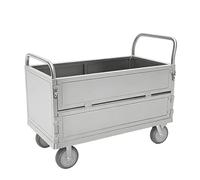 XILYZMO Platform Truck Cart With Cage, Heavy Duty Flatbed Cart Load， Commercial Stainless Steel Mobile Breakfast For Schools Offices Markets(100x65x80cm)