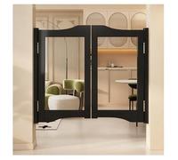 XILYZMO Swinging Door Pine Wood Saloon Door Includes Hinges, Kitchen Entrance Auto Close Partition Door, Painted Finished Arched Top Half-Waist Doors for Bedroom Porch Stairs(Black,90x70cm)