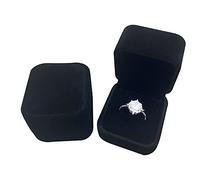 ximai 2 Pack Velvet Ring Box Classic Single Ring Gift Case for Bridal or Lovers ，Earring Jewellery Storage Case Suitable for Proposal Engagement Wedding Birthday (Black)