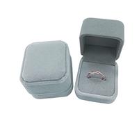 ximai 2 Pack Velvet Ring Box Classic Single Ring Gift Case for Bridal or Lovers ，Earring Jewellery Storage Case Suitable for Proposal Engagement Wedding Birthday (Grey)