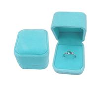 ximai 2 Pack Velvet Ring Box Classic Single Ring Gift Case for Bridal or Lovers ，Earring Jewellery Storage Case Suitable for Proposal Engagement Wedding Birthday (Sky Blue)
