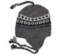 Ximalco Wool Hand Knit Unisex Fleece Lined Ear Flap Beanie Cap Hat, Brown/Beige, M/L