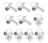 Ximalun 10 Pcs Autism Awareness Gifts Keyring Autism Teacher Appreciation Gifts Special Education Teacher Gift ABA Therapist Thank You Gift SPED Teacher Gift Christmas Birthday Retirement Gift