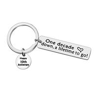 Ximalun 10th Anniversary Keyring Gifts for Him Her 10 Year Anniversary Present for Couple Valentines Gifts 10th Wedding Anniversary Keyring Gifts for Husband Wife