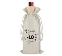 Ximalun 10th Anniversary Wine Bag Gift for Couple 10th Anniversary Marriage Gift for Wife Husband 10th Anniversary Party Decor Romantic 10 Year Anniversary Wine Bottle Bag for Women Men