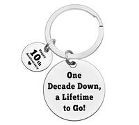 Ximalun 10th Wedding Anniversary Keyring Gifts for Husband Wife One Decade Down A Lifetime To Go 10 Year Anniversary Present for Him Her Boyfriend Girlfriend Christmas Birthday Valentines Gifts