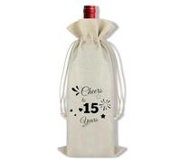 Ximalun 15th Anniversary Wine Bag Gift for Couple 15th Wedding Anniversary Present for Wife Husband 15th Anniversary Party Decor Romantic 15 Year Anniversary Wine Bottle Bag for Women Men