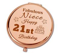 Ximalun 21st Birthday Gifts for Niece Happy 21st Birthday Compact Makeup Mirror for Niece 21 Years Old Birthday Gifts for Her Niece Gift from Auntie Uncle