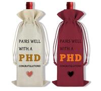 Ximalun 2Pcs PHD Wine Bag PHD Graduation Gifts for Him Her Pairs Well with a PHD Wine Bottle Bag Doctorate Degree Gift Doctor of Philosophy Gift for Women Men