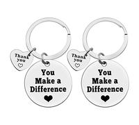 Ximalun 2Pcs Thank You Gifts for Women Men Appreciation Keyring You Make a Difference Keyring Gifts for Employee Colleague Staff Thank You Gifts for Nurse Teacher Coach Social Worker Bus Driver