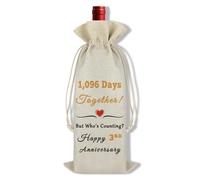 Ximalun 3rd Anniversary Wine Bag Gifts for Him Her Couple Boyfriend Girlfriend 3 Years Wedding Anniversary Wine Bottle Bag Gifts for Couples Husband Wife Happy 3rd Anniversary Decorations