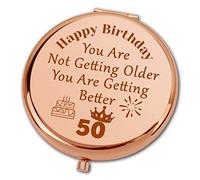 Ximalun 50th Birthday Gifts for Women Turning 50 Years Old Happy Birthday Ladies Gifts Compact Makeup Mirror for Her 50th Birthday Gifts for Mum Sister Friend Auntie Wife Colleagues