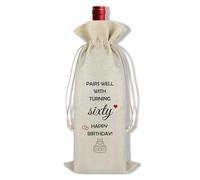 Ximalun 60th Birthday Gift Ideas for Women Men Wine Bag Turning 60 Birthday Wine Bottle Bag 60 Years Old Birthday Party Decor 60th Birthday Gift for 60 Year Old Mum Dad Friend Grandma Grandad