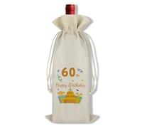 Ximalun 60th Birthday Gift Wine Drawstring Bag Happy 60th Birthday Party Decorations Wine Bottle Bag 60 Years Old Birthday Gift for Friends Mum Dad Grandpa Grandma Husband Wife