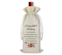 Ximalun 65th Birthday Gifts for Women Happy 65th Birthday Wine Bag 65 Year Old Birthday Gifts Bottle Bag 65th Birthday Gifts for Women Friend Grandma Mum Auntie Sister Wife Boss Coworker