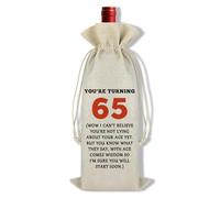 Ximalun 65th Birthday Wine Bag for Her Him Turning 65 Funny 65 Year Old Wine Bottle Gift Bag for Mum Dad Friend Sister Brother Husband Wife 65th Birthday Present Ideas