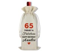 Ximalun 65th Birthday Wine Gift Bag - '65 Today & Fabulous' for Auntie - 36x16cm (14.1x6.2 inches) - Birthday Occasion