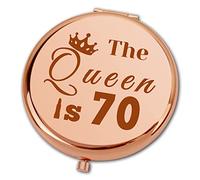 Ximalun 70th Birthday Gifts for Women The Queen is 70 Compact Makeup Mirror for Her Turning 70 Years Old Birthday Gifts for Grandma Mum Auntie Wife Sister Best Friend