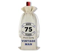 Ximalun 75th Birthday Wine Bag Gift for Men 75 Year Old Birthday Decorations Wine Bottle Bag 75th Birthday Gifts for Men Dad Grandad Husband Uncle Brother Friend Colleague