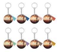 Ximalun 8 Pieces Acrylic Bible Verse Keyrings Bulk Christian Gifts for Church Scripture Keyrings Easter Religious Gifts for Women Men Church Members Baptism Gift