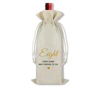 Ximalun 8th Anniversary Wine Bag Gift for Couple Happy 8 Year Anniversary Wine Bottle Bag for Him Her Boyfriend Girlfriend Couple Party Decor 8 Year Anniversaries Wedding Gifts