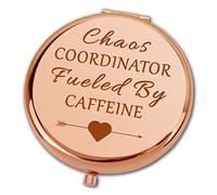 Ximalun Appreciation Gifts for Women Chaos Coordinator Fueled By Caffeine Compact Makeup Mirror for Her Female Boss Manager Coworker Teacher Mum Sister Friend Christmas Birthday Gifts
