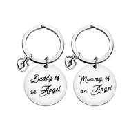Ximalun Baby Memorial Gifts Keyring Daddy of an Angel Mommy of an Angel Keyring Set Pregnancy Miscarriage Gifts Loss Memorial Gifts for Mother Father Sympathy Gifts for Infant Child Loss