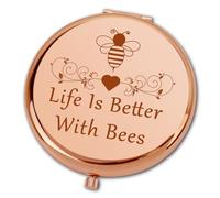 Ximalun Bee Gift for Women Girls Bee Lover Gift Life is Better with Bees Compact Makeup Mirror for Beekeeper Bee Kind Honey Bee Gift Bee Themed Gift Christmas Birthday Gift
