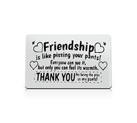 Ximalun Best Friend Gift Friendship Gift Engraved Wallet Card Insert for Friends Friendship is Like Pissing You Pants Christmas Birthday Gift Friendship Gift for Women Men