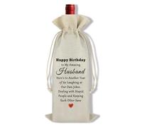 Ximalun Birthday Gifts for Husband Happy Birthday Wine Bag Gift for Husband Birthday Party Decorations Birthday Wine Bottle Gift Bag Husband Birthday Gifts from Wife