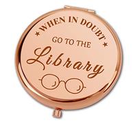 Ximalun Book Lover Gifts Bookworm Gifts When In Doubt Go to The Library Compact Makeup Mirror Librarian Gifts for Women Bookish Gifts Reading Book Gifts for Reader Writers Bibliophiles