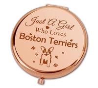 Ximalun Boston Terriers Gifts for Women Girls Just a Girl who Loves Boston Terriers Compact Makeup Mirror Boston Terrier Lover Owner Gift Dog Mum Gift Mother's Day Christmas Birthday Gift
