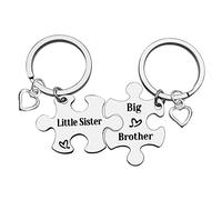Ximalun Brother Sister Keyring Set Brother and Sister Gifts for Big Brother Little Sister Keyring Set Brother Gift from Sister Christmas Birthday Gift Sibling Gifts Family Gifts for Sister Brother