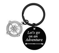 Ximalun Camper Keychain Let's Go on an Adventure Camping Keyring Camper Trailer Vacation Gifts Camper Lover Gifts Outdoor Adventure Traveller Gifts for Men Women