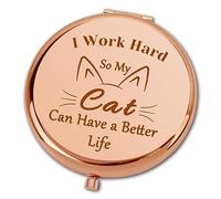 Ximalun Cat Mum Gifts for Women Cat Lover Gift I Work Hard So My Cat Can Have a Better Life Compact Makeup Mirror Cat Owner Gift Mothers Day Christmas Birthday Gifts for Cat Mum