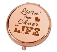 Ximalun Cheerleader Gifts Cheerleading Gift for Women Girls Livin' that Cheer Life Folding Makeup Mirror Cheer Coach Gift Cheer Team Gift Cheer Mum Gift Cheer Gift for Cheerleader